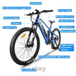 Accolmile Blue 27.5inch MTB Electric Bike 750W BAFANG Mid Motor 17.5Ah Battery