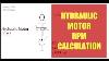 Hydraulic Motor Rpm Calculation
