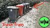 I Put My Trash Cans On Rails And Now They Move Automaticaly Trash Train